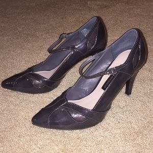 Grey high heeled shoes